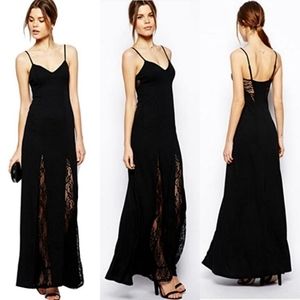 Back V-neck Evening Dress Lace Inserts